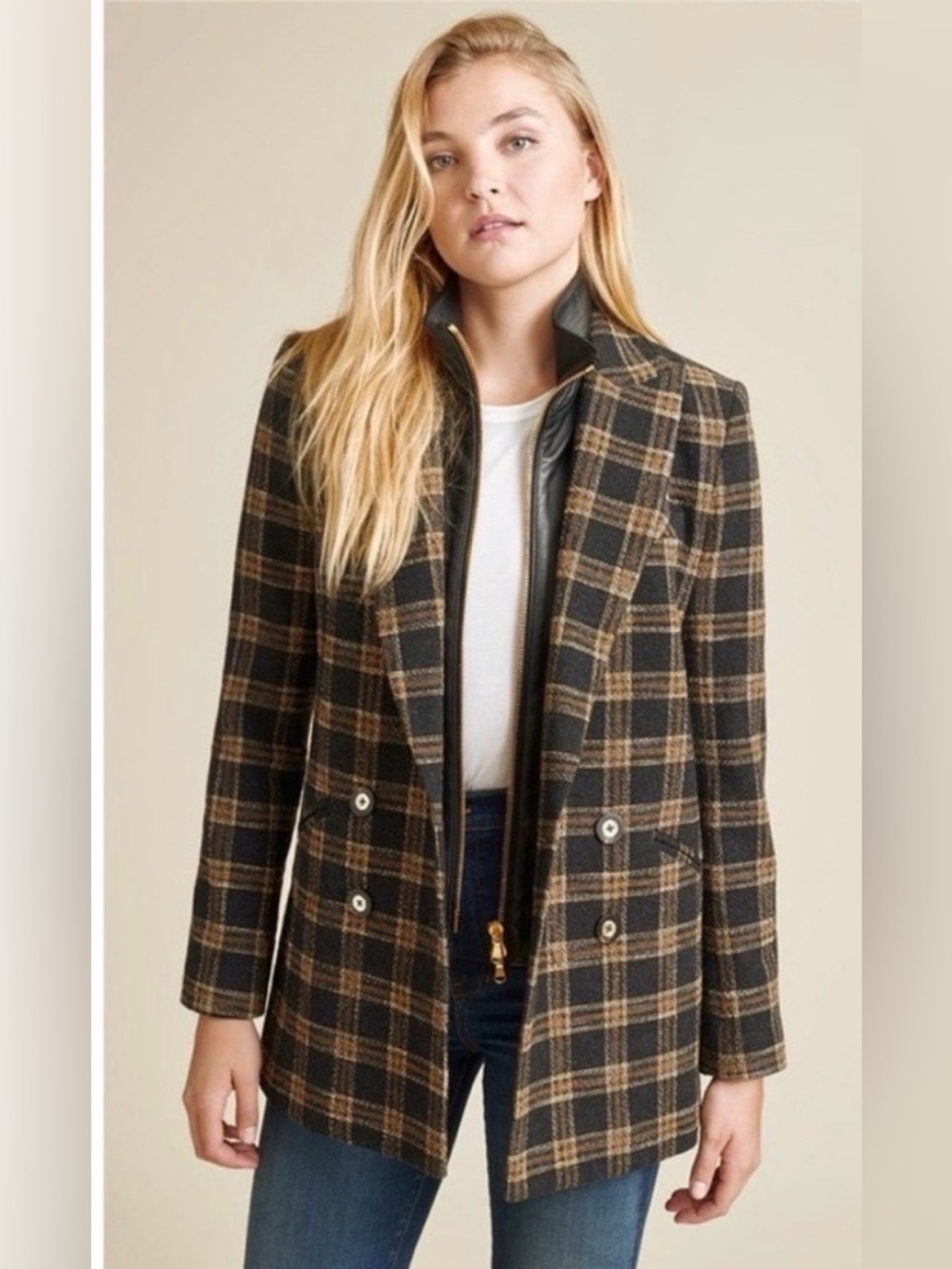$750 Veronica Beard Oria Plaid Dickey wool blazer Jacket - Size 6